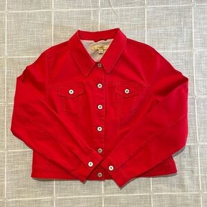 Motto Solid Red Denim Jacket Size L